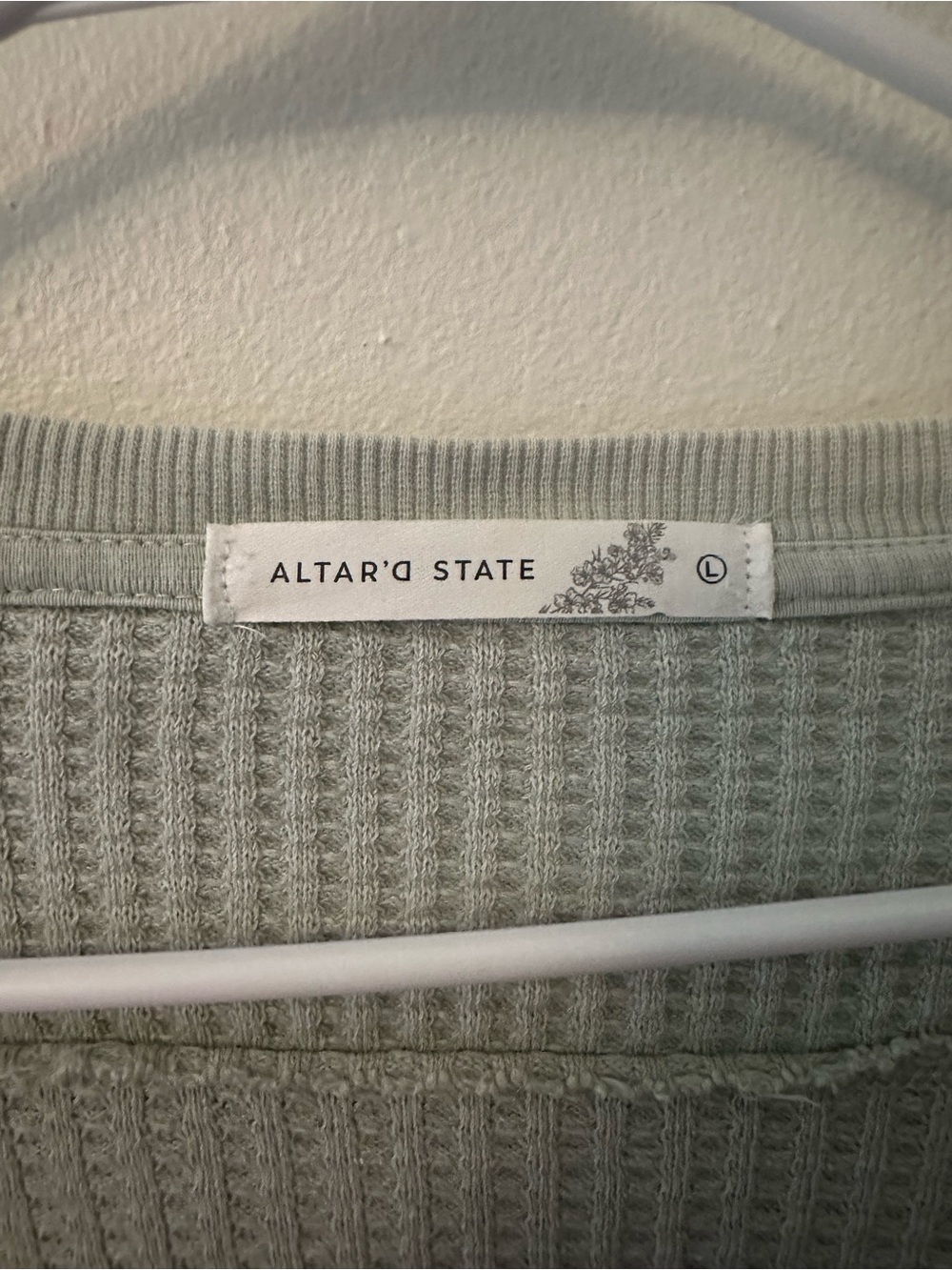 Altar’d state light blue waffle knit over the shoulder crop top - Picture 6 of 8